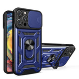 Hybrid Armor Camshield iPhone 16 Pro Armored Case med Camera Cover og Stand - Blå