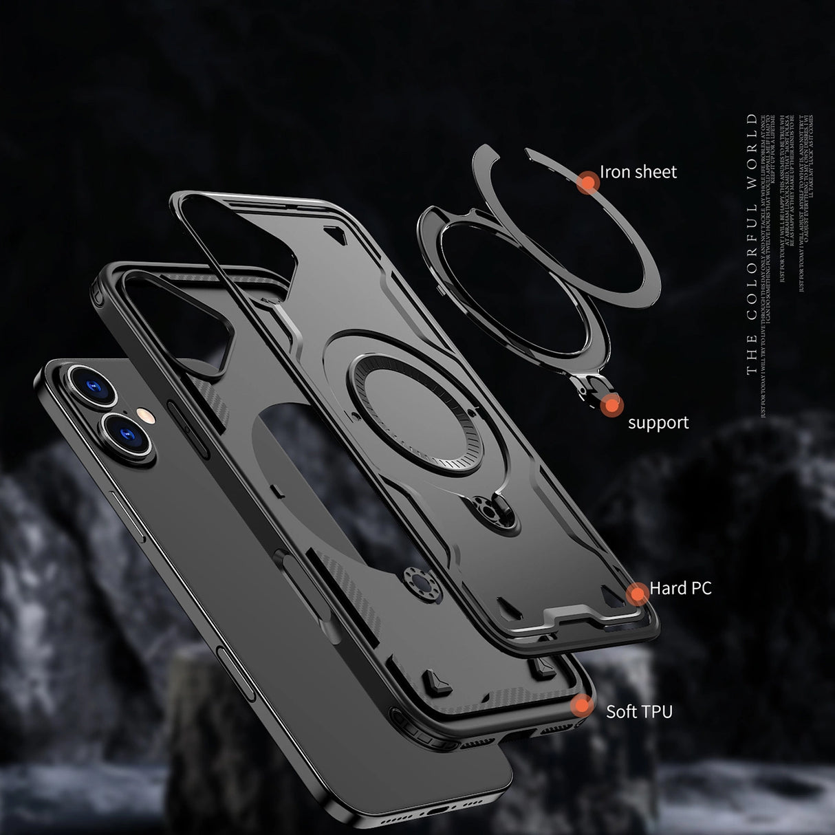 Hybrid Armor Trendy Case med MagSafe til iPhone 16 Plus - sort