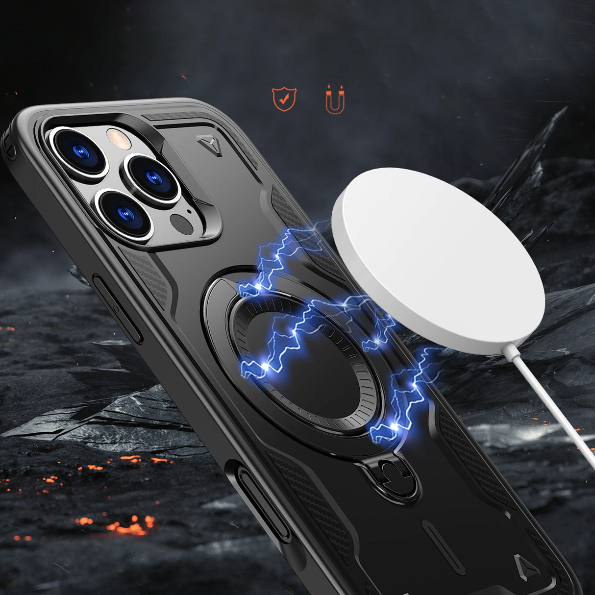 Hybrid Armor Trendy Case med MagSafe til iPhone 16 Pro Max - sort