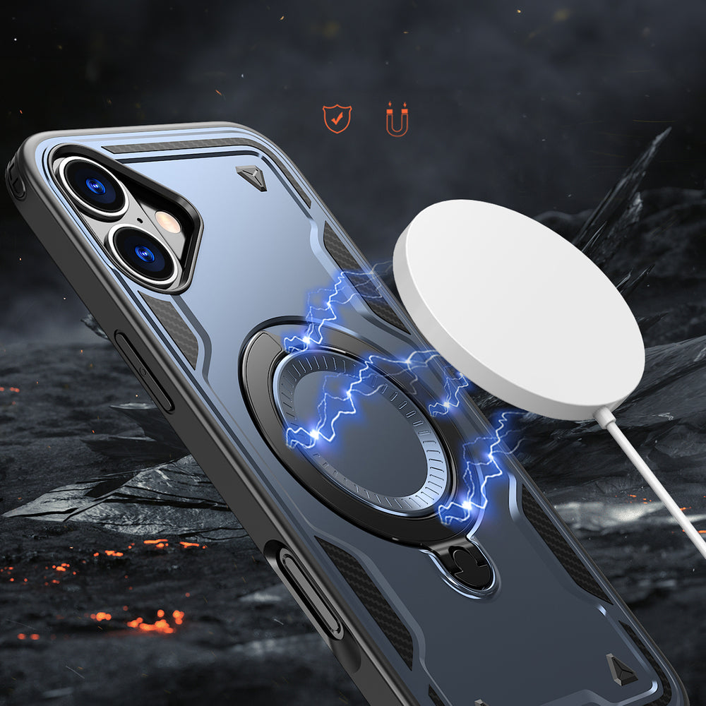 Hybrid Armor Trendy Case med MagSafe til iPhone 16 - Blå