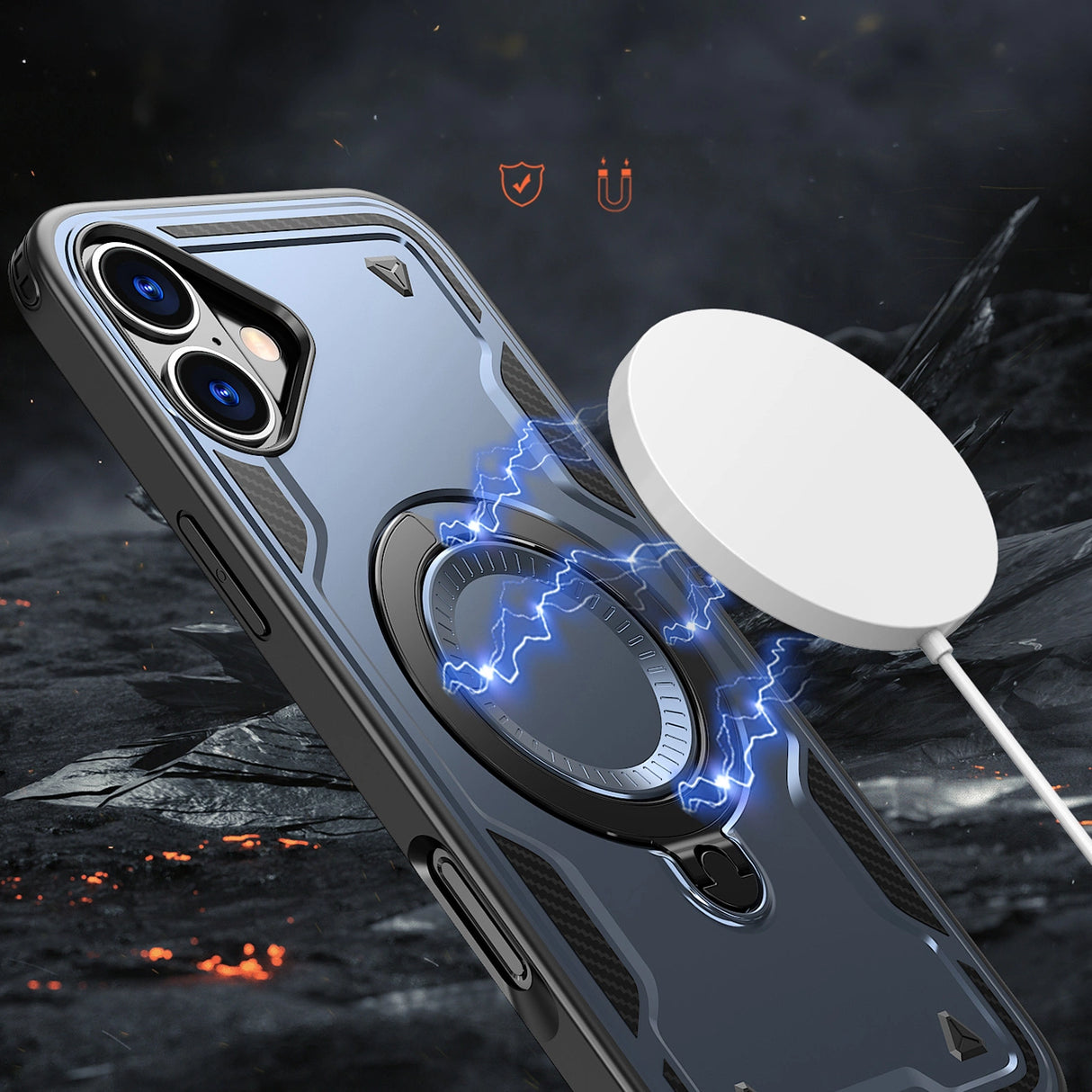 Hybrid Armor Trendy Case med MagSafe til iPhone 16 Plus - Blå