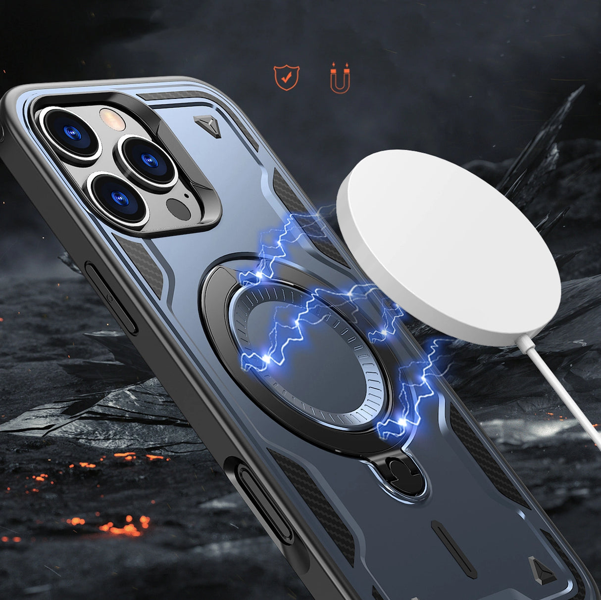 Hybrid Armor Trendy Case med MagSafe til iPhone 16 Pro Max - Blå