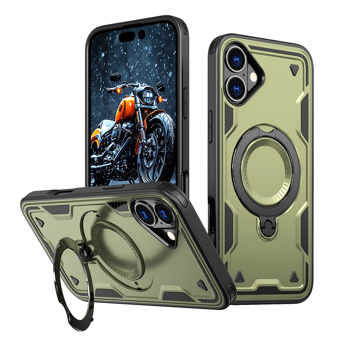 Hybrid Armor Trendy Case med MagSafe til iPhone 16 - Grøn