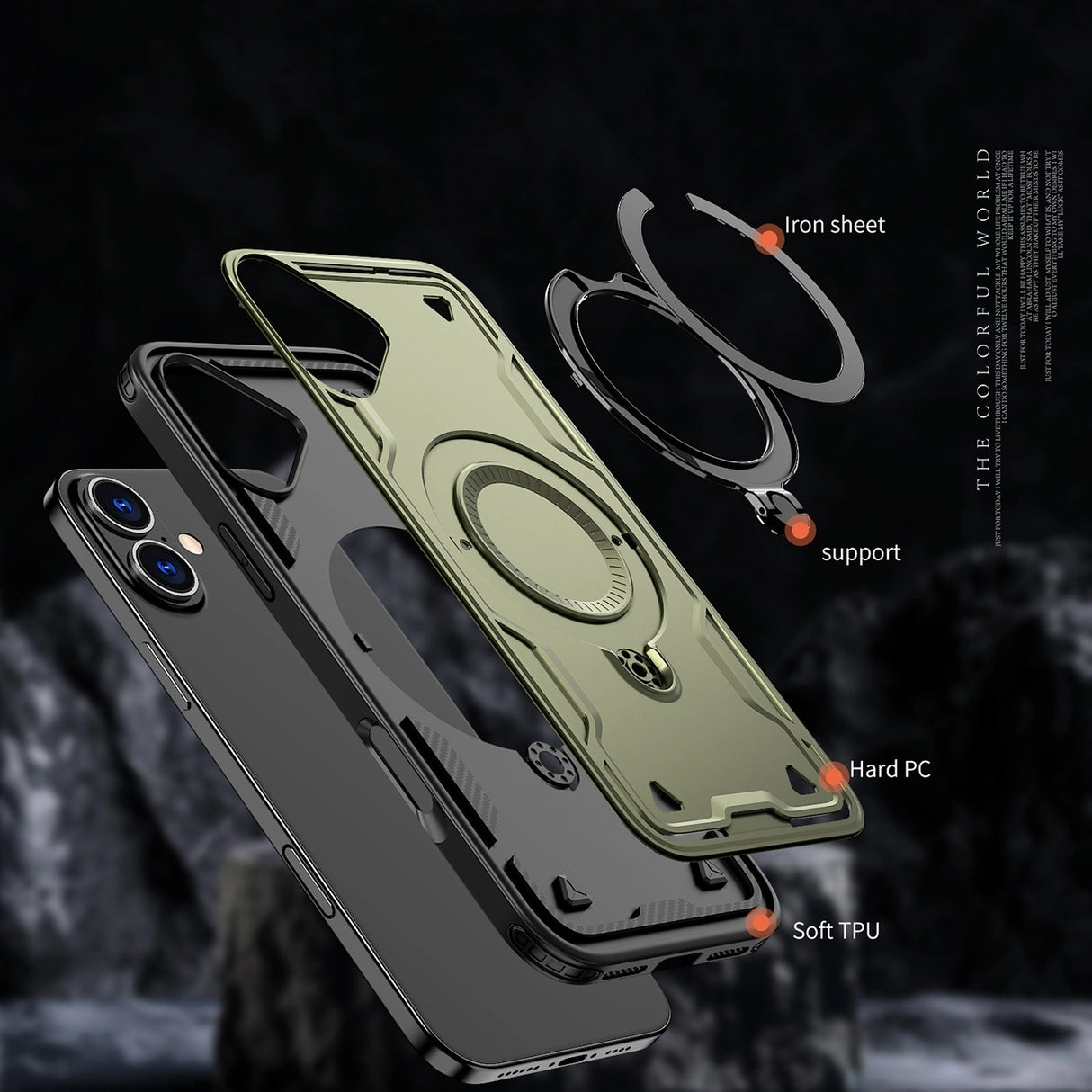 Hybrid Armor Trendy Case med MagSafe til iPhone 16 - Grøn
