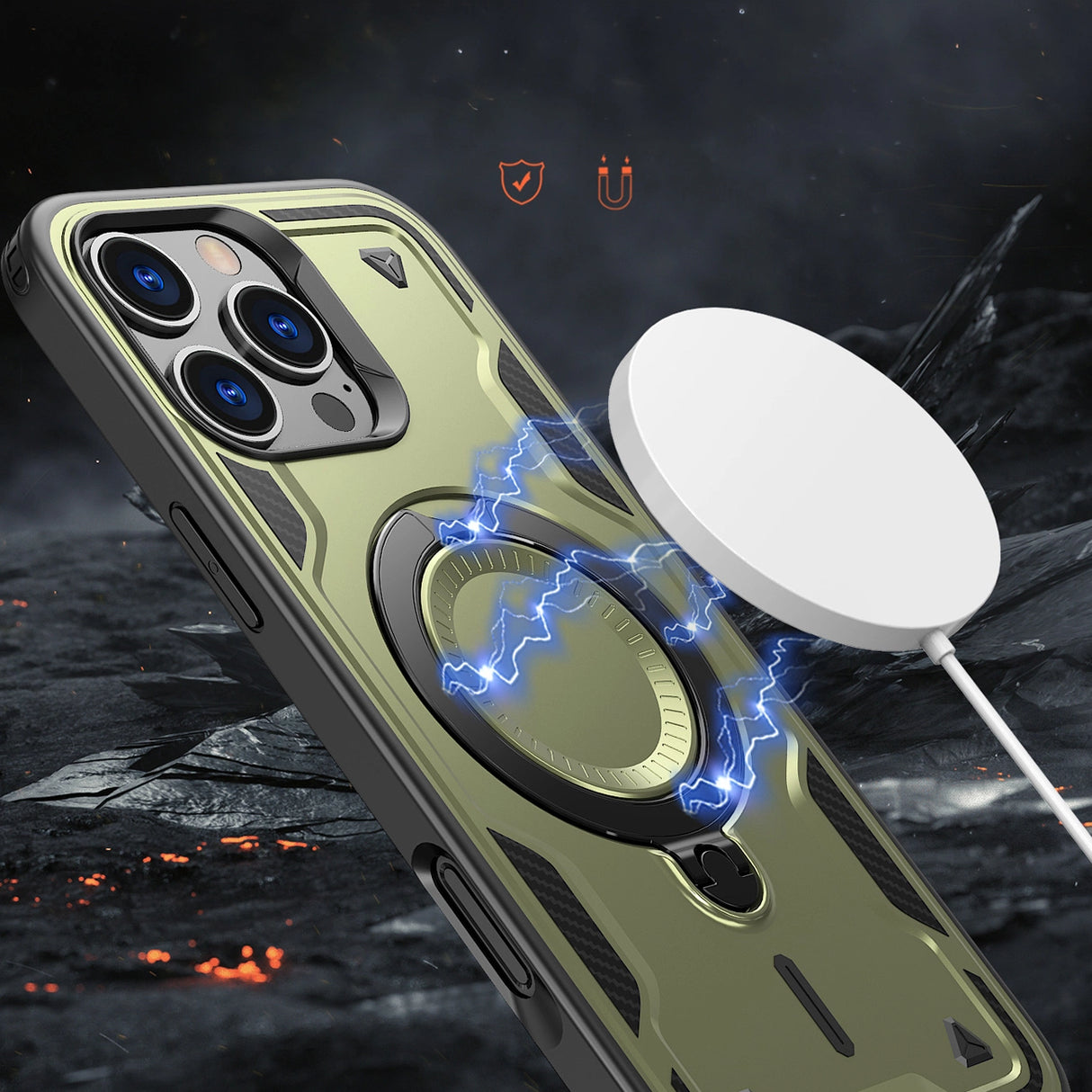Hybrid Armor Trendy Case med MagSafe til iPhone 16 Pro Max - Grøn