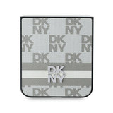 DKNY-kasse med rækformet mønster med trykte striber til Samsung Galaxy Z Flip 6 - beige
