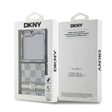 DKNY-kasse med rækformet mønster med trykte striber til Samsung Galaxy Z Flip 6 - beige