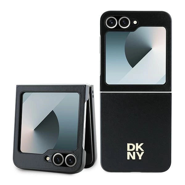 DKNY lædermetalstabel Logo Case til Samsung Galaxy Z Flip 6 - sort