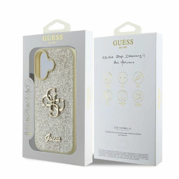Guess Fixed Glitter Big 4G iPhone 16 Case - Guld