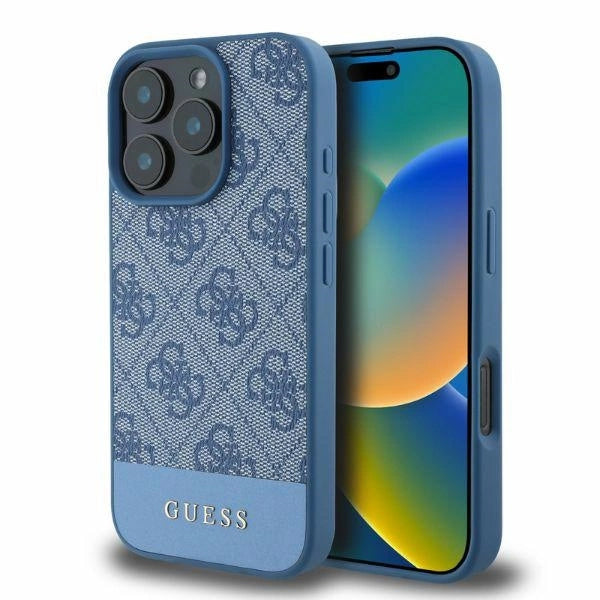 Guess 4G Bottom Stripe Case til iPhone 16 Pro Max - Blå