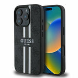 Guess 4G Printed Stripes MagSafe case til iPhone 16 Pro - sort