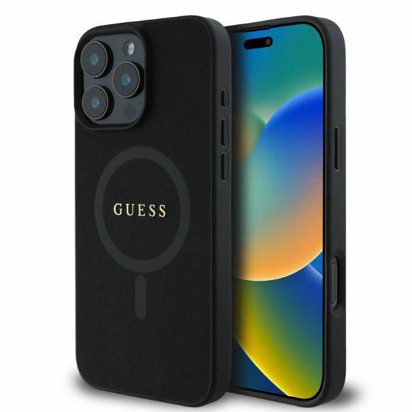 Guess Saffiano Classic Logo MagSafe iPhone 16 Pro Case - sort