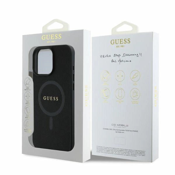 Guess Saffiano Classic Logo MagSafe iPhone 16 Pro Case - sort