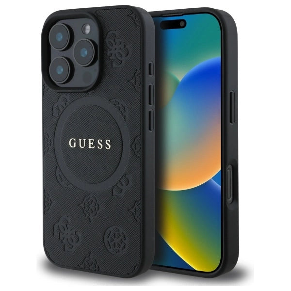 Gæt Saffiano Peony Classic Logo MagSafe iPhone 16 Pro Case - sort