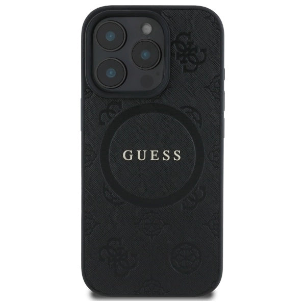 Gæt Saffiano Peony Classic Logo MagSafe iPhone 16 Pro Case - sort