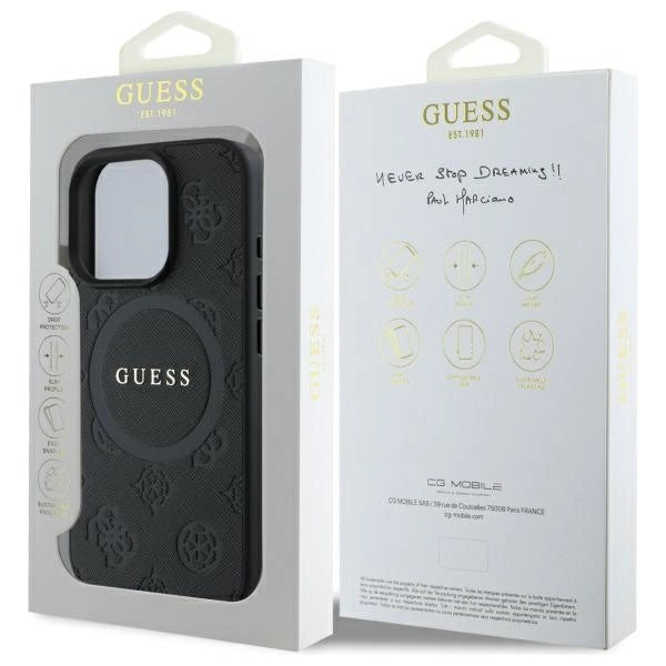 Gæt Saffiano Peony Classic Logo MagSafe iPhone 16 Pro Case - sort