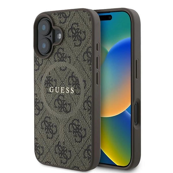 Guess 4G Ring Classic Logo MagSafe iPhone 16 Plus Case - Brunt