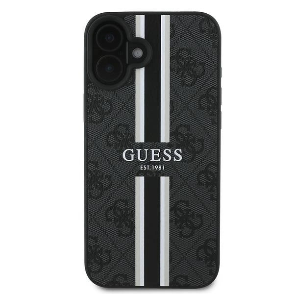 Guess 4G Printed Stripes MagSafe case til iPhone 16 Plus - sort