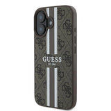 Guess 4G Printed Stripes MagSafe iPhone 16 Plus Case - Brown