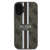 Guess 4G Printed Stripes MagSafe iPhone 16 Plus Case - Brown