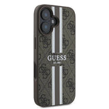 Guess 4G Printed Stripes MagSafe iPhone 16 Plus Case - Brown