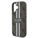 Guess 4G Printed Stripes MagSafe iPhone 16 Plus Case - Brown