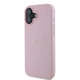 Guess Grained Gold Ring MagSafe iPhone 16 Plus Case - Pink