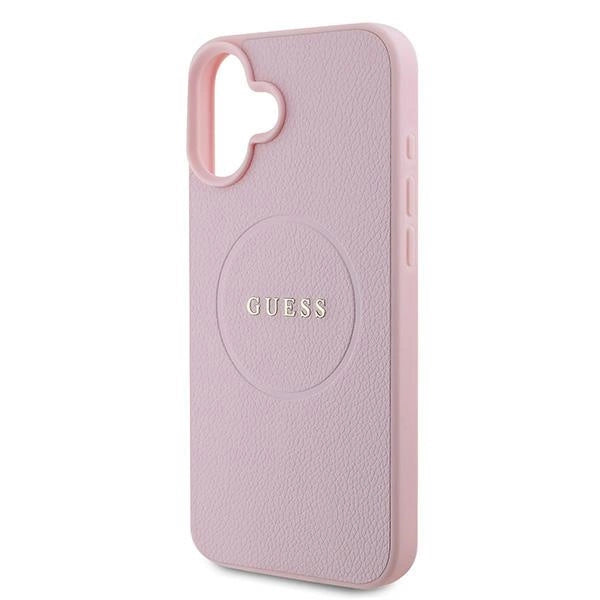 Guess Grained Gold Ring MagSafe iPhone 16 Plus Case - Pink