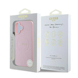 Guess Grained Gold Ring MagSafe iPhone 16 Plus Case - Pink