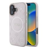 Gæt Saffiano Peony Classic Logo MagSafe iPhone 16 Plus Case - Pink