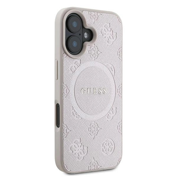 Gæt Saffiano Peony Classic Logo MagSafe iPhone 16 Plus Case - Pink