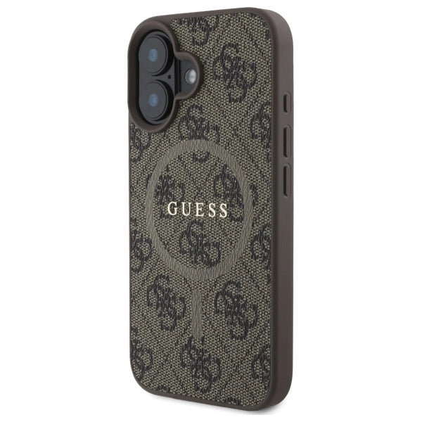 Guess 4G Ring Classic Logo MagSafe iPhone 16 Case - Brunt