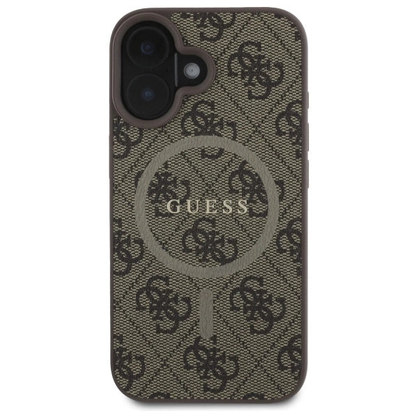 Guess 4G Ring Classic Logo MagSafe iPhone 16 Case - Brunt