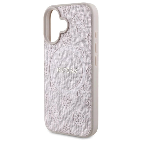 Gæt Saffiano Peony Classic Logo MagSafe iPhone 16 Case - Pink