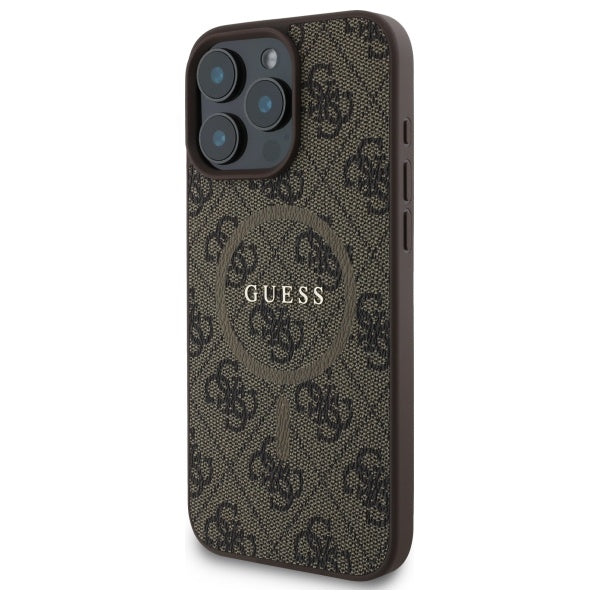 Guess 4G Ring Classic Logo MagSafe Case til iPhone 16 Pro Max - Brunt