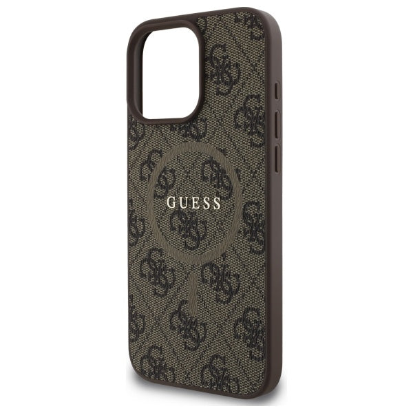 Guess 4G Ring Classic Logo MagSafe Case til iPhone 16 Pro Max - Brunt