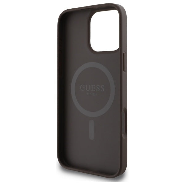 Guess 4G Ring Classic Logo MagSafe Case til iPhone 16 Pro Max - Brunt