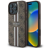 Guess 4G Printed Stripes MagSafe Case til iPhone 16 Pro Max - Brunt