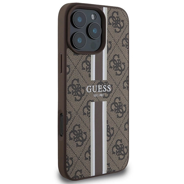 Guess 4G Printed Stripes MagSafe Case til iPhone 16 Pro Max - Brunt