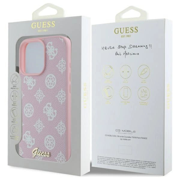 Guess Peony Script MagSafe iPhone 16 Pro Max Case - Pink
