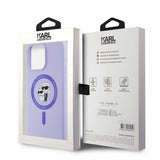 Karl Lagerfeld Silicone Karl&Choupette Heads Ring MagSafe Case for iPhone 15 Pro Max - Purple