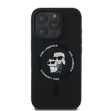 Karl Lagerfeld Silicone Karl & Choupette Heads Ring MagSafe Case til iPhone 16 Pro - sort