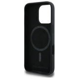Karl Lagerfeld Silicone Case Heads Print MagSafe for iPhone 16 Pro - Black