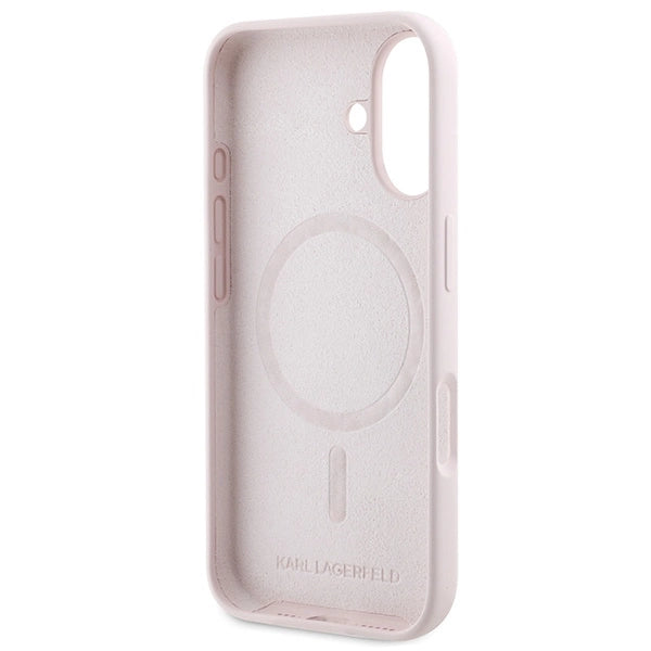 Karl Lagerfeld Silicone Karl&Choupette Heads Ring MagSafe Case for iPhone 16 Plus - Pink