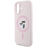 Karl Lagerfeld Silicone Karl&Choupette Heads Ring MagSafe iPhone 16 Case - Pink