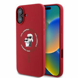 Karl Lagerfeld Silicone Karl&Choupette Heads Ring MagSafe iPhone 16 Case - Red