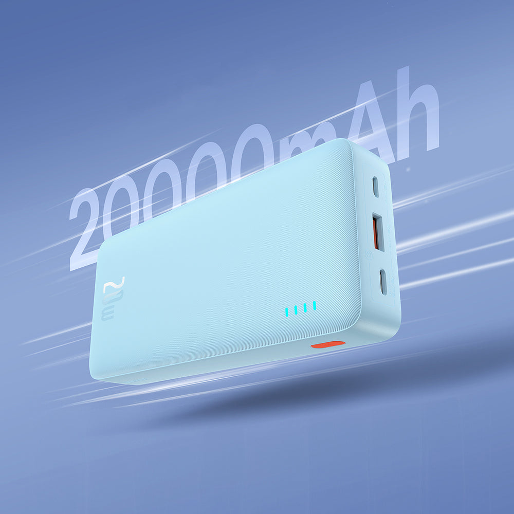 Baseus Airpow 20W 20000mAh Power Bank with White Baseus Simple Series USB-A - USB-C 50cm Cable - Blue