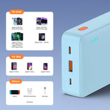Baseus Airpow 20W 20000mAh Power Bank with White Baseus Simple Series USB-A - USB-C 50cm Cable - Blue