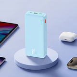 Baseus Airpow 20W 20000mAh Power Bank with White Baseus Simple Series USB-A - USB-C 50cm Cable - Blue
