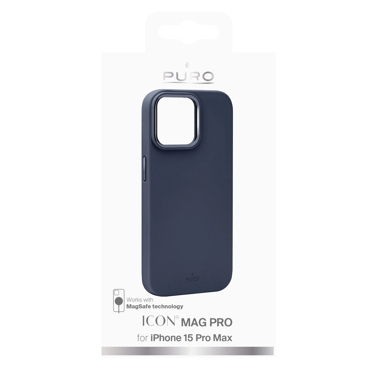 Puro Icon Mag Pro MagSafe Silicone Case til iPhone 15 Pro Max - mørkblå